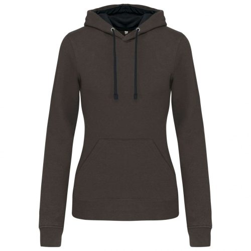 Kariban KA465 Contrast női pamut kapucnis pulóver - Dark Grey/Black