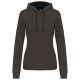 Kariban KA465 Contrast női pamut kapucnis pulóver - Dark Grey/Black