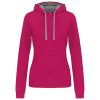 Kariban KA465 Contrast női pamut kapucnis pulóver - Fuchsia/Fine Grey