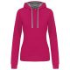 Kariban KA465 Contrast női pamut kapucnis pulóver - Fuchsia/Fine Grey