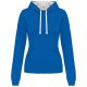Kariban KA465 Contrast női pamut kapucnis pulóver - Light Royal Blue/White