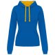 Kariban KA465 Contrast női pamut kapucnis pulóver - Light Royal Blue/Yellow