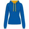 Kariban KA465 Contrast női pamut kapucnis pulóver - Light Royal Blue/Yellow