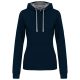 Kariban KA465 Contrast női pamut kapucnis pulóver - Navy/Fine Grey