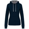 Kariban KA465 Contrast női pamut kapucnis pulóver - Navy/Fine Grey