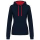 Kariban KA465 Contrast női pamut kapucnis pulóver - Navy/Red