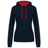 Kariban KA465 Contrast női pamut kapucnis pulóver - Navy/Red