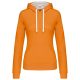 Kariban KA465 Contrast női pamut kapucnis pulóver - Orange/White