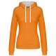 Kariban KA465 Contrast női pamut kapucnis pulóver - Orange/White
