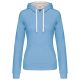 Kariban KA465 Contrast női pamut kapucnis pulóver - Sky Blue/White