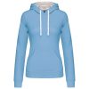 Kariban KA465 Contrast női pamut kapucnis pulóver - Sky Blue/White