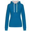 Kariban KA465 Contrast női pamut kapucnis pulóver - Tropical Blue/White