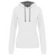 Kariban KA465 Contrast női pamut kapucnis pulóver - White/Fine Grey