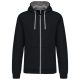 Kariban KA466 Contrast férfi pamut cipzáros kapucnis pulóver -  Black/Fine Grey