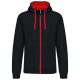 Kariban KA466 Contrast férfi pamut cipzáros kapucnis pulóver -  Black/Red