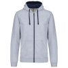 Kariban KA466 Contrast férfi pamut cipzáros kapucnis pulóver -  Oxford Grey/Navy