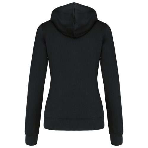 Kariban KA467 Contrast női pamut cipzáros kapucnis pulóver - Black/Fine Grey