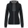 Kariban KA467 Contrast női pamut cipzáros kapucnis pulóver - Black/Fine Grey