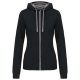 Kariban KA467 Contrast női pamut cipzáros kapucnis pulóver - Black/Fine Grey