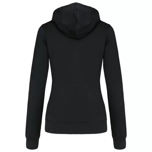 Kariban KA467 Contrast női pamut cipzáros kapucnis pulóver - Black/Red