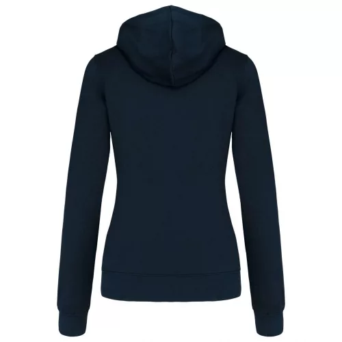 Kariban KA467 Contrast női pamut cipzáros kapucnis pulóver - Navy/Fine Grey