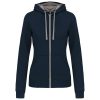 Kariban KA467 Contrast női pamut cipzáros kapucnis pulóver - Navy/Fine Grey
