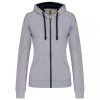 Kariban KA467 Contrast női pamut cipzáros kapucnis pulóver - Oxford Grey/Navy