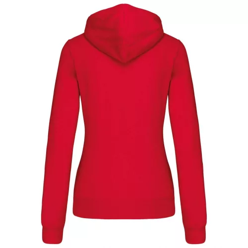 Kariban KA467 Contrast női pamut cipzáros kapucnis pulóver - Red/White