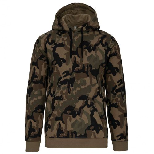 Kariban KA476 férfi pamut kapucnis pulóver - Olive Camouflage