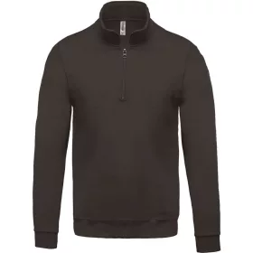   Kariban KA478 férfi pamut cipzáros nyakú pulóver - Dark Grey