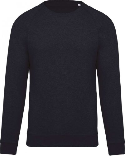Kariban KA480 Organic pamut férfi környakas pulóver - French Navy Heather