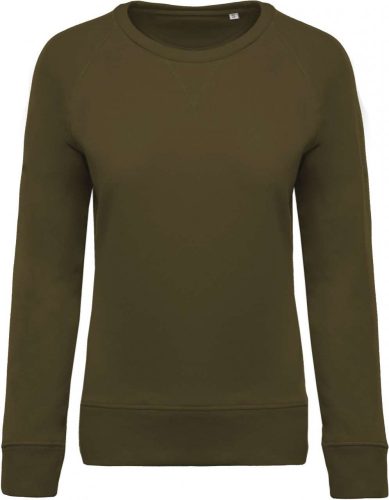 Kariban KA481 Organic pamut női környakas pulóver - Mossy Green