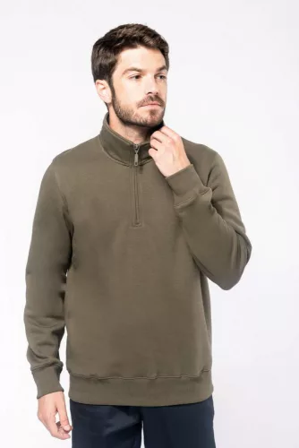 Kariban KA487 férfi pamut cipzáros nyakú pulóver - Black