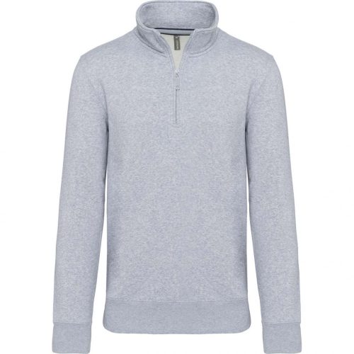 Kariban KA487 férfi pamut cipzáros nyakú pulóver - Oxford Grey