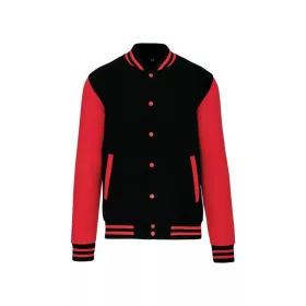   Kariban KA497 Teddy unisex pamut petentos pulóver - Black/Red