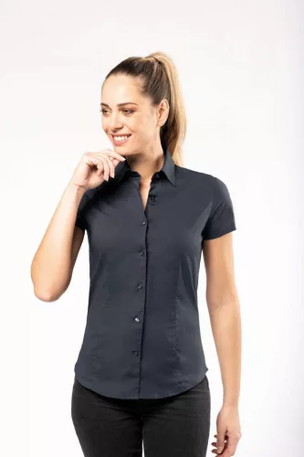 Kariban KA532 női pamut rövid ujjú ing - Light Blue
