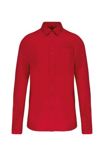Kariban KA541 férfi pamut hosszú ujjú poplin ing - Classic Red