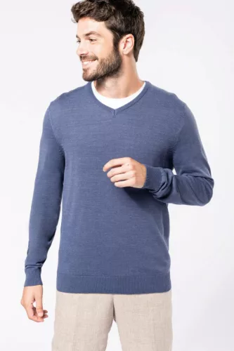 Kariban KA965 férfi v-nyakú pulóver - Grey Melange