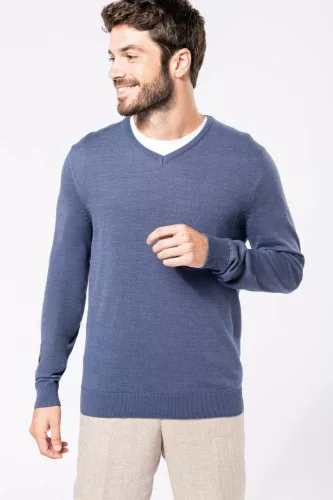 Kariban KA965 férfi v-nyakú pulóver - Grey Melange