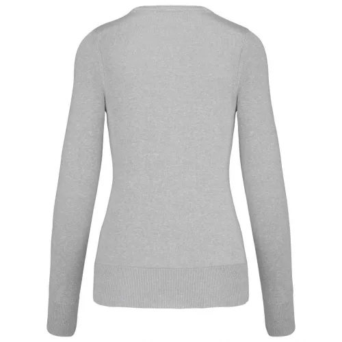 Kariban KA966 női v-nyakú pulóver - Grey Melange