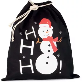   Kimood KI0745 COTTON BAG WITH SNOWMAN DESIGN AND DRAWCORD CLOSURE U