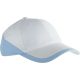 K-UP KP045 Racing pamut kéttónusú 6 paneles sapka - White/Sky Blue