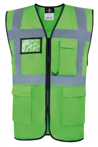 Korntex KXCMF Hamburg láthatósági mellény multifunkcionális zsebekkel - Green