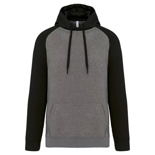 Proact PA369 Two-tone felnőtt kapucnis pulóver - Grey Heather/Black
