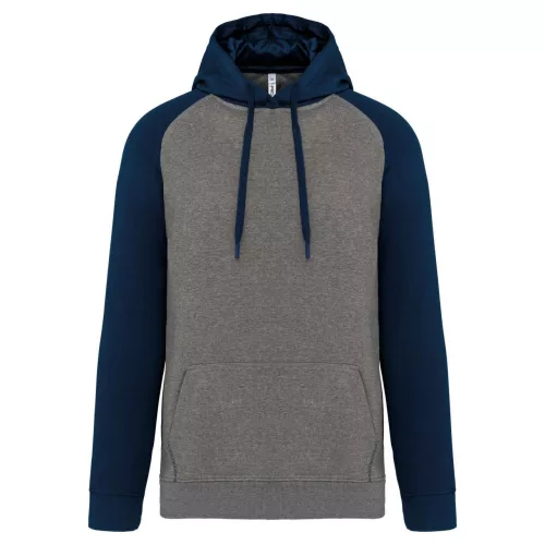 Proact PA369 Two-tone felnőtt kapucnis pulóver - Grey Heather/Sporty Navy