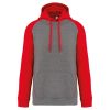 Proact PA369 Two-tone felnőtt kapucnis pulóver - Grey Heather/Sporty Red