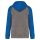 Proact PA369 Two-tone felnőtt kapucnis pulóver - Grey Heather/Sporty Royal Blue