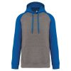Proact PA369 Two-tone felnőtt kapucnis pulóver - Grey Heather/Sporty Royal Blue