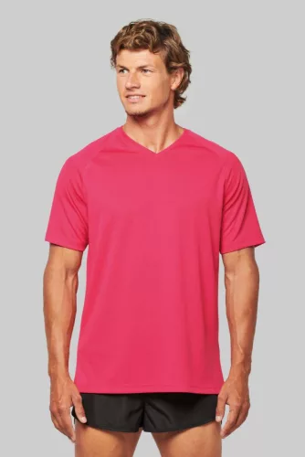 Proact PA476 férfi v-nyakú rövid ujjú sport póló - Fuchsia