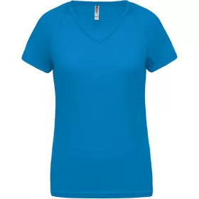   Proact PA477 női v-nyakú rövid ujjú sport póló - Aqua Blue